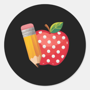 Back To School Pencil And Apple Teacher Student  Classic Round Sticker