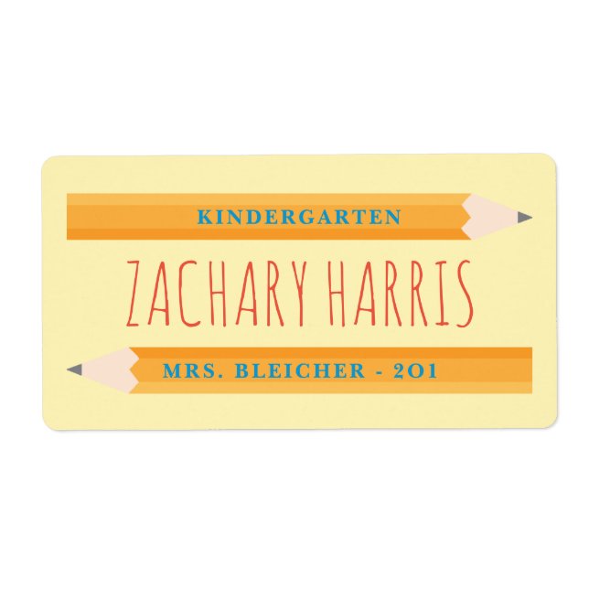 Back to School Pencil Label (Front)