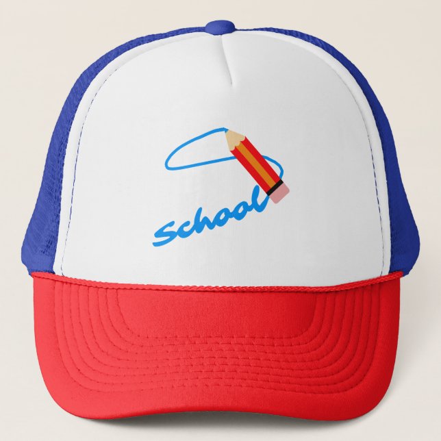 Back to School Pencil Writing Trucker Hat (Front)