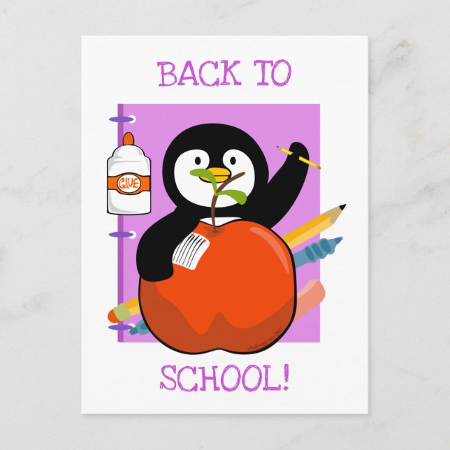 Back to School Penguin Postcard (Front)