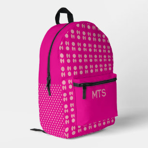 Back to School Pink Bows Dots Monogram Initials Printed Backpack