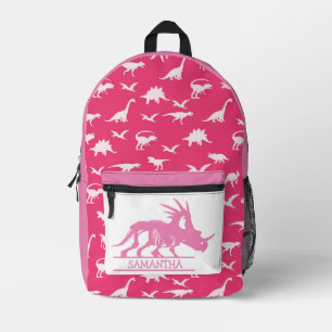 Back to school Pink Dino theme Printed Backpack