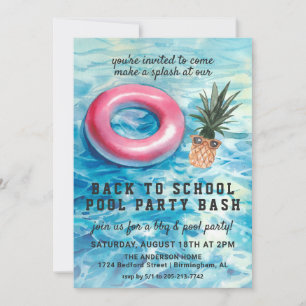 Back to School Pool Party BBQ Invitation