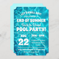 Back to School Pool Party Celebration Invitation