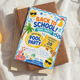 Back to School Pool Party Invitation