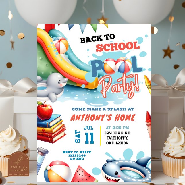 Back to School Pool Party Invitation (Creator Uploaded)