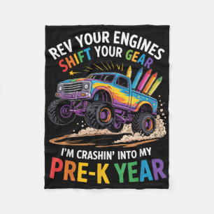 Back To School Pre-k Preschool Monster Truck First Fleece Blanket