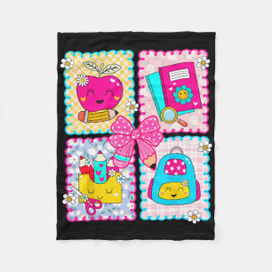 Back To School Preppy Coquette Pencil Bow Teacher Fleece Blanket