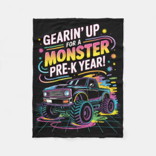 Back To School Preschool Pre-k Monster Truck First Fleece Blanket