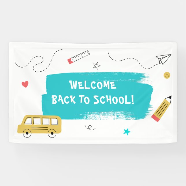 Back to School Presentation in Colorful Doodle  Banner (Horizontal)