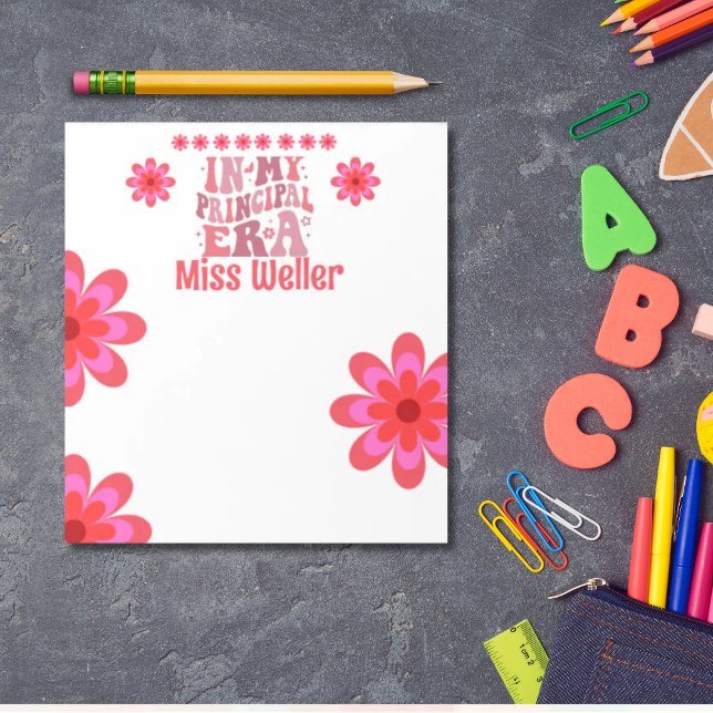 Back to school Principal Era retro personalised Notepad (Retro yet trendy personalized trendy notepad)