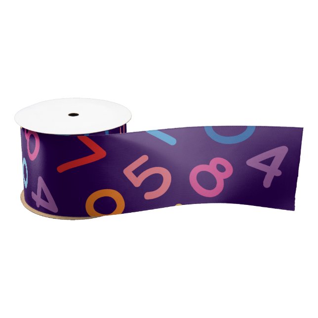 Back to school purple numbers  satin ribbon (Spool)