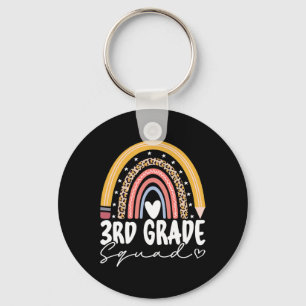 Back To School Rainbow 3rd Third Grade Squad Teach Key Ring