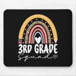 Back To School Rainbow 3rd Third Grade Squad Teach Mouse Mat