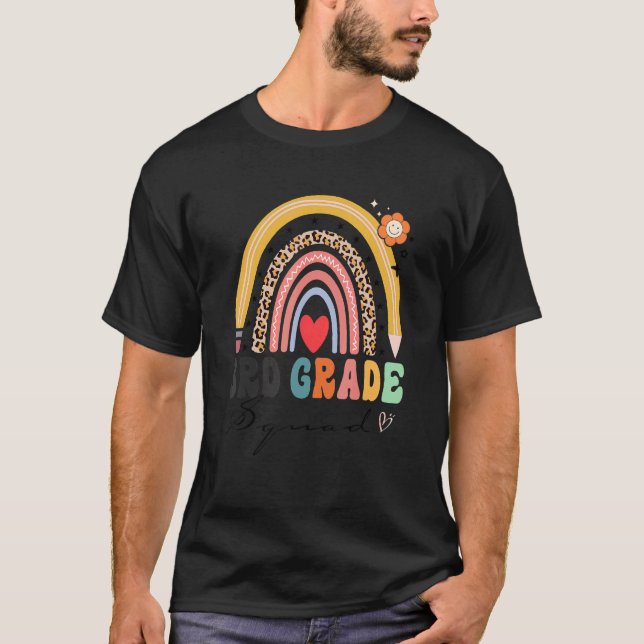 Back To School Rainbow 3rd Third Grade Squad Teach T-Shirt (Front)