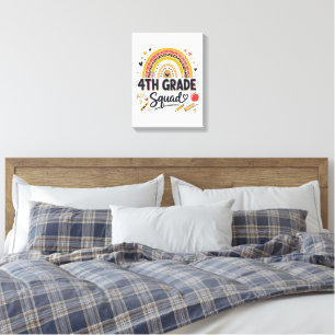 Back to School Rainbow 4th Fourth Grade Squad Canvas Print