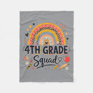Back To School Rainbow 4th Fourth Grade Squad For Fleece Blanket