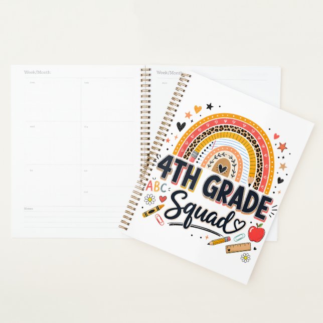 Back to School Rainbow 4th Fourth Grade Squad Planner (Display)