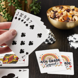 Back to School Rainbow 4th Fourth Grade Squad Playing Cards