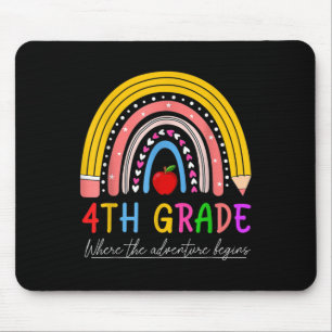 Back To School Rainbow 4th Grade Where The Adventu Mouse Mat