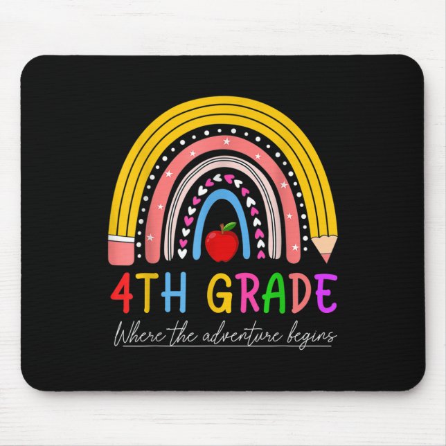 Back To School Rainbow 4th Grade Where The Adventu Mouse Mat (Front)