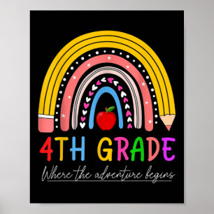 Back To School Rainbow 4th Grade Where The Adventu Poster