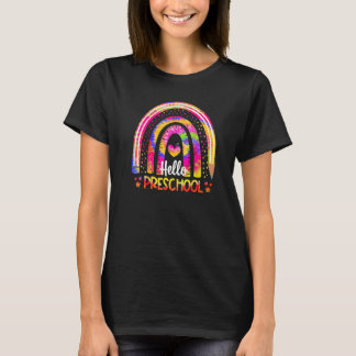 Back To School Rainbow Boho Tie Dye Teacher Hello T-Shirt