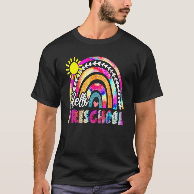 Back To School Rainbow Boho Tie Dye Teacher Hello  T-Shirt (Front)
