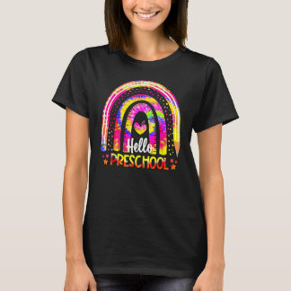 Back To School Rainbow Boho Tie Dye Teacher Hello  T-Shirt