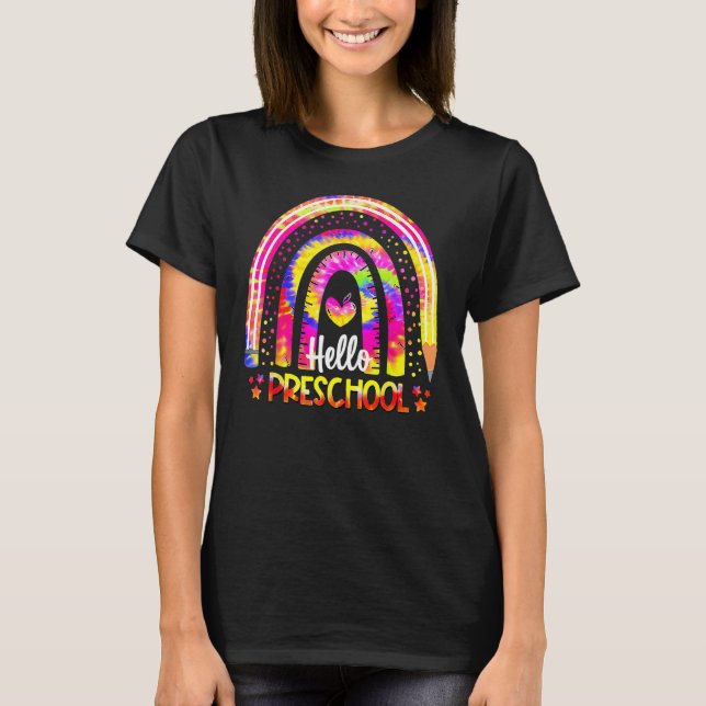 Back To School Rainbow Boho Tie Dye Teacher Hello  T-Shirt (Front)