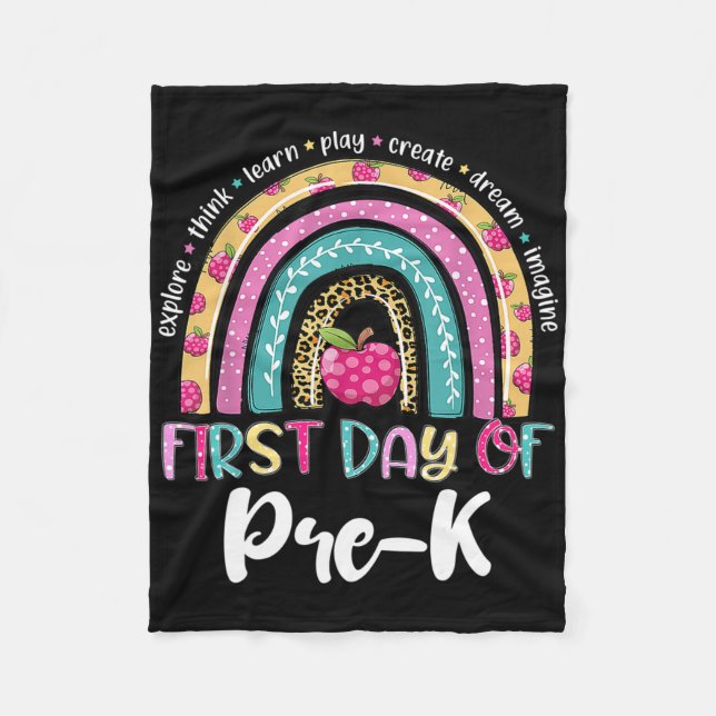 Back To School Rainbow Happy First Day Of Pre-k Gi Fleece Blanket (Front)