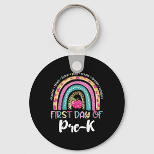 Back To School Rainbow Happy First Day Of Pre-k Gi Key Ring