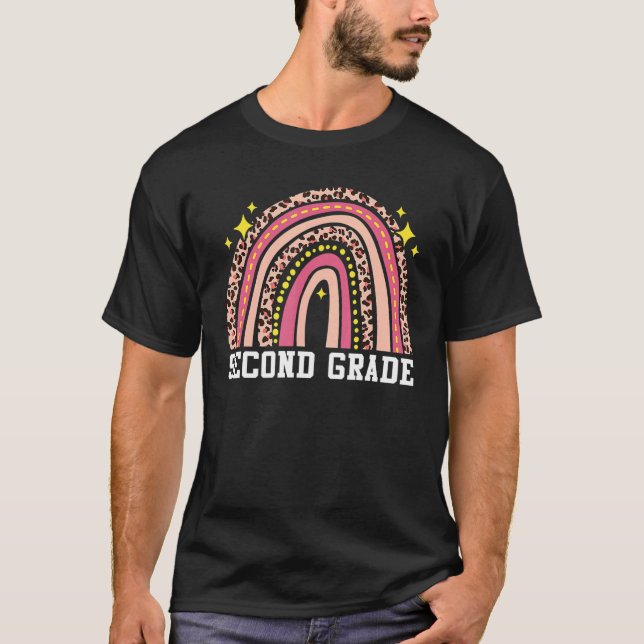 Back To School Rainbow Leopard Second Grade 2nd Gr T-Shirt (Front)