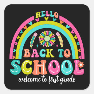 Back to school rainbow welcome stickers