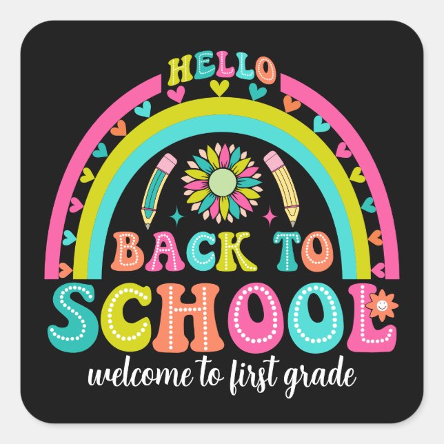 Back to school rainbow welcome stickers (Front)