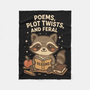 Back To School Reading Teacher Racoon Poem Plot T Fleece Blanket