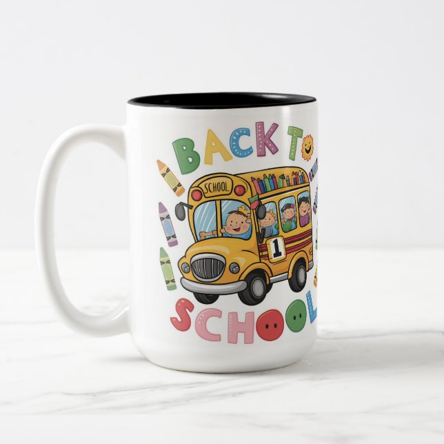 Back to School: Ready for a New Adventur Two-Tone Coffee Mug (Left)