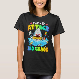 Back To School Ready To Attack 3rd Grade Shark Boy T-Shirt