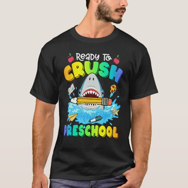 Back To School Ready To Crush Preschool Shark Boy  T-Shirt (Front)