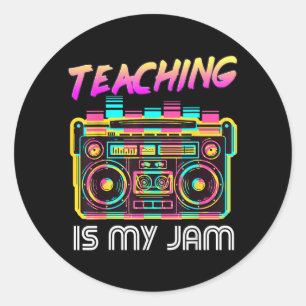 Back To School Retro Born To Teach 80s Teacher Classic Round Sticker