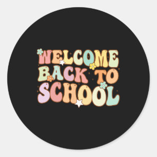Back To School Retro First Day Of School Teacher  Classic Round Sticker