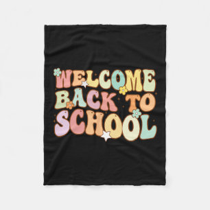Back To School Retro First Day Of School Teacher Fleece Blanket