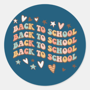 Back to school retro groovy Teacher Student  Classic Round Sticker