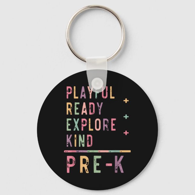 Back To School Retro Playful Ready Explore Kind Pr Key Ring (Front)