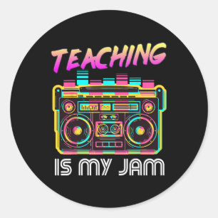 Back to School Retro Teaching is My Jam 80s Teache Classic Round Sticker