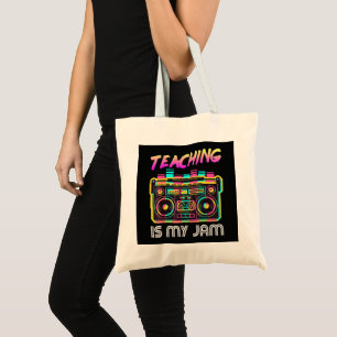 Back to School Retro Teaching is My Jam 80s Tote Bag