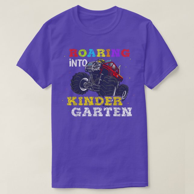 Back To School Roaring Into Kindergarten Monster T T-Shirt (Design Front)