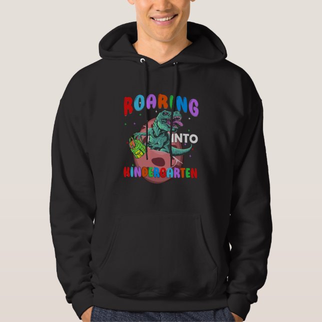 Back to School Roaring Kindergarten Dinosaur Rex B Hoodie (Front)