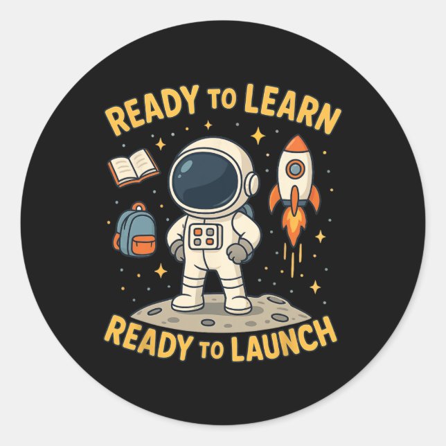 Back To School Rocket Launch Space Learn Student K Classic Round Sticker (Front)