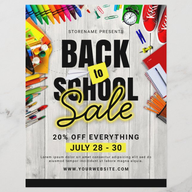 Back To School Sale Retail Marketing Flyer Ad (Front)